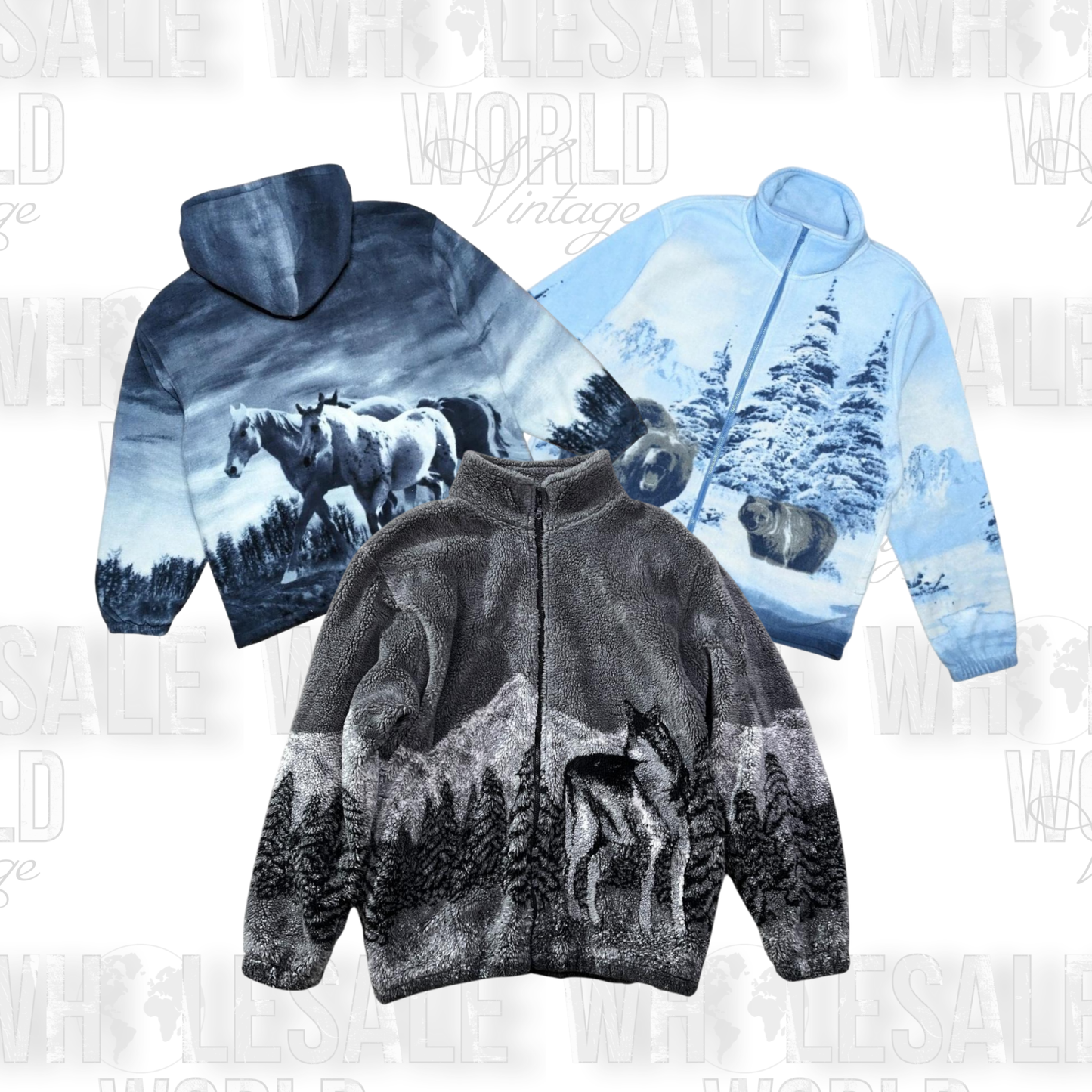 PRE ORDER - ANIMAL GRAPHIC FLEECES - GRADE A - 70pc