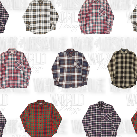 VINTAGE UNBRANDED FLANNEL SHIRTS - GRADE A - 100pc