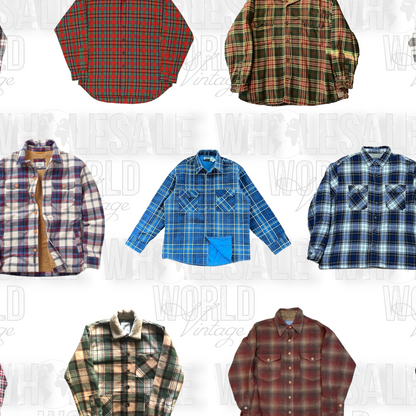 UNBRANDED FLANNEL SHACKETS - GRADE A - 100pc