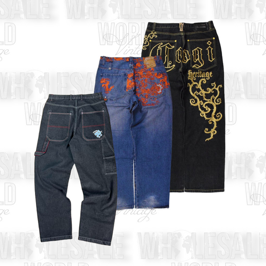 PRE ORDER 2 - Y2K HIP HOP STYLE EMBROIDERED JEANS - GRADE A - 75pc